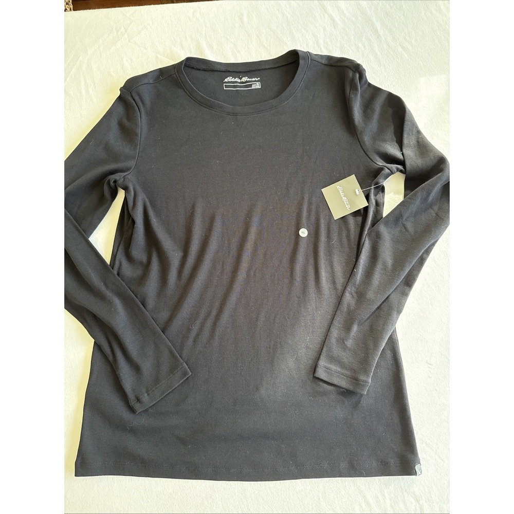 Eddie Bauer Men XL Long Sleeve Shirt Black Crew Neck Cotton Blend NWT